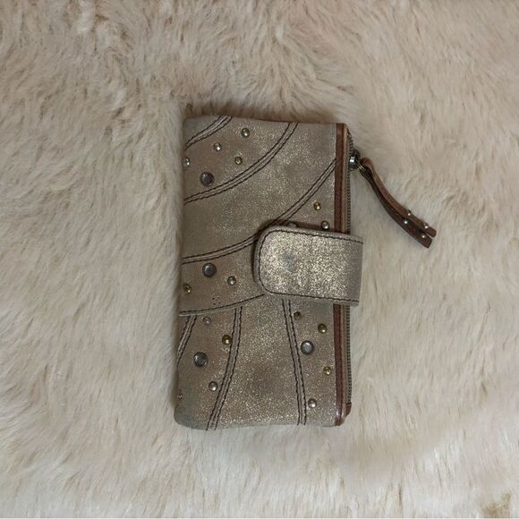 Fossil Gray and Brown Studded Wallet - Picture 5 of 6